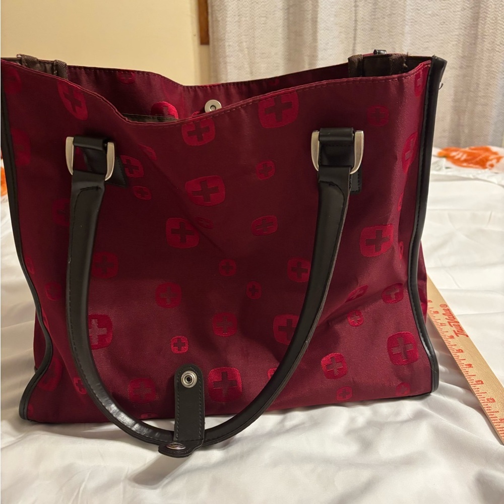 SwissGear Burgundy Nylon Tote Bag Shoulder Bag Travel Everyday - Picture 5 of 8